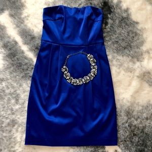 Express royal blue silk cocktail dress